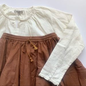 Emile et ida Skirt and Blouse Dots embroidered